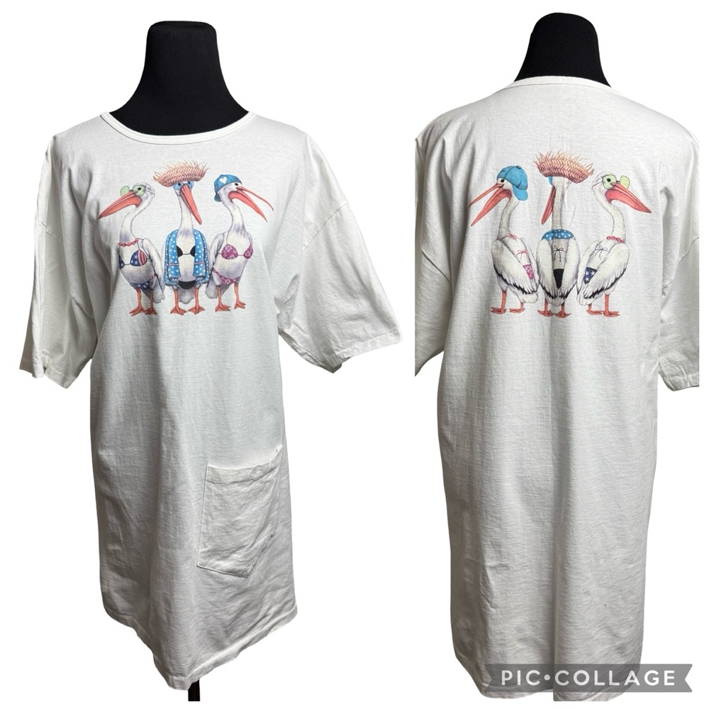 VTG Alore 1994 Women’s L Big T-Shirt Dress Single Stitch Made In USA Beach Goose